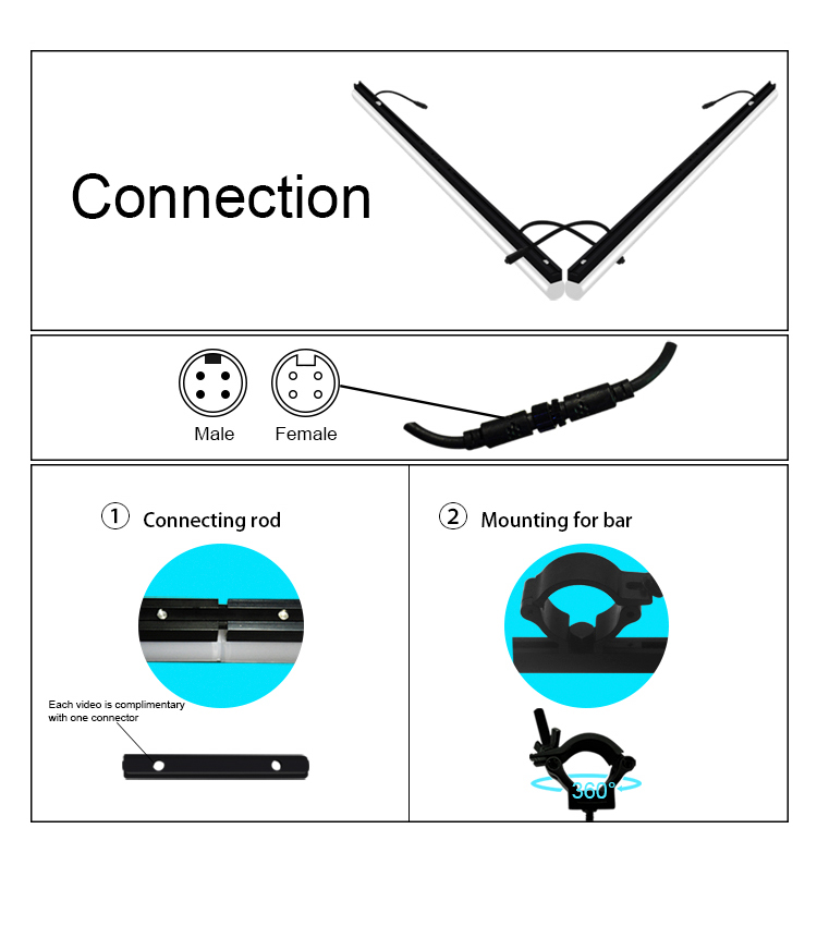 1 meter pixel led bar rgb pixel stage light black cover stage event light club decoration